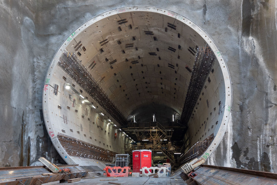 Tunnel boring machine and tunnelling surveillance on North East Link (same caption)